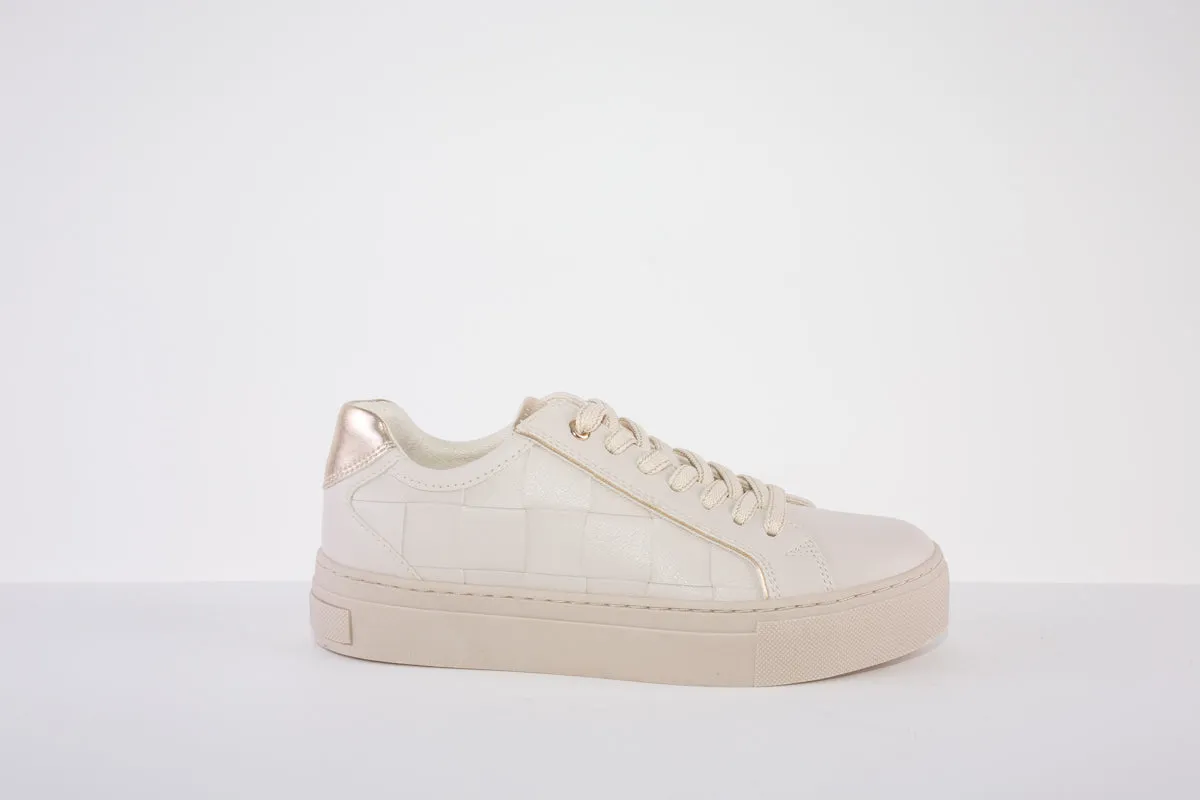 MARCO TOZZI 23702-402 LACED FASHION SHOE  - CREAM/GOLD