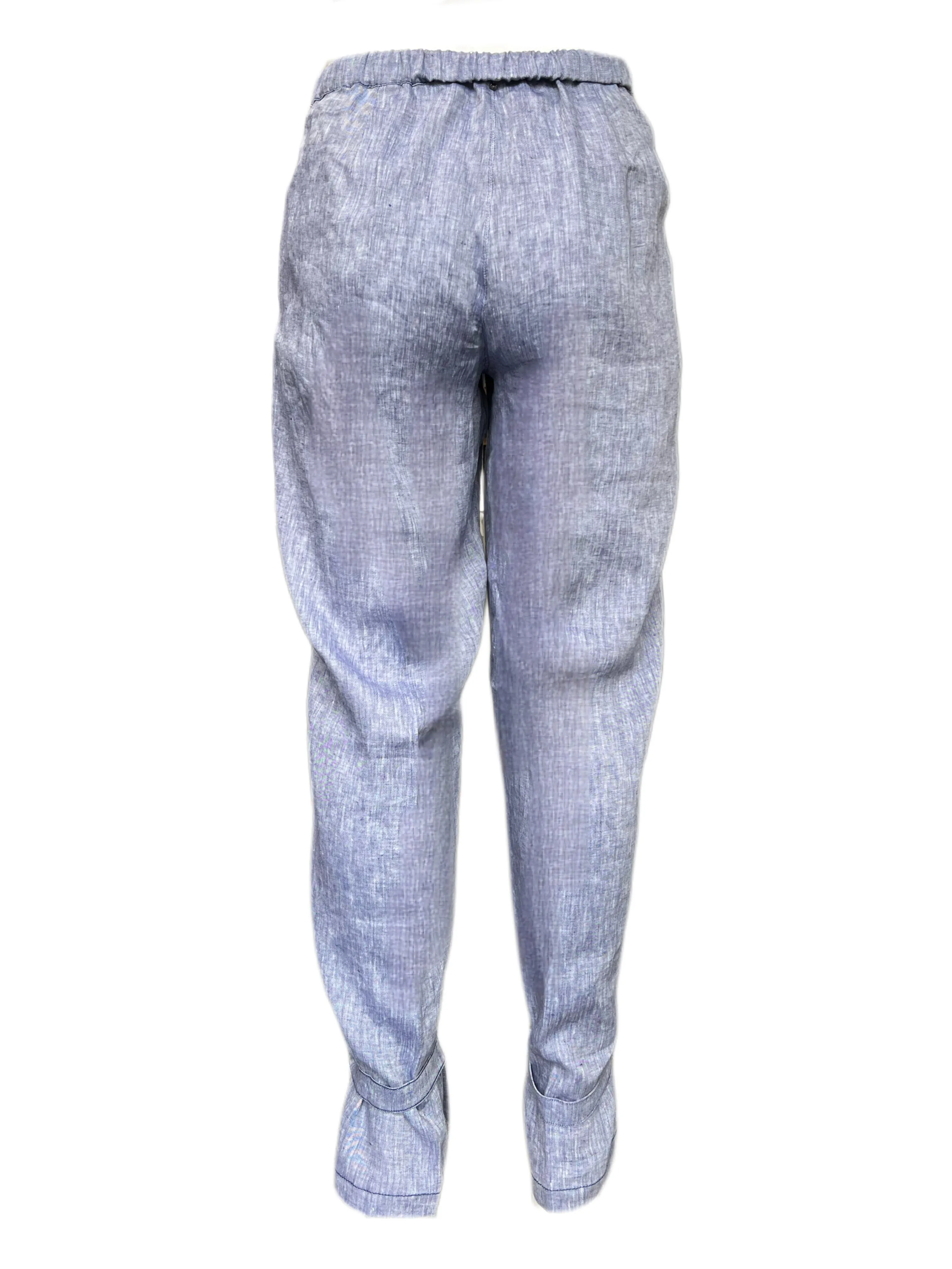 Marina Rinaldi Women's Blue Rematore High Rise Flax Pants NWT