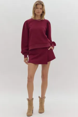 Maroon Cable Skort Set