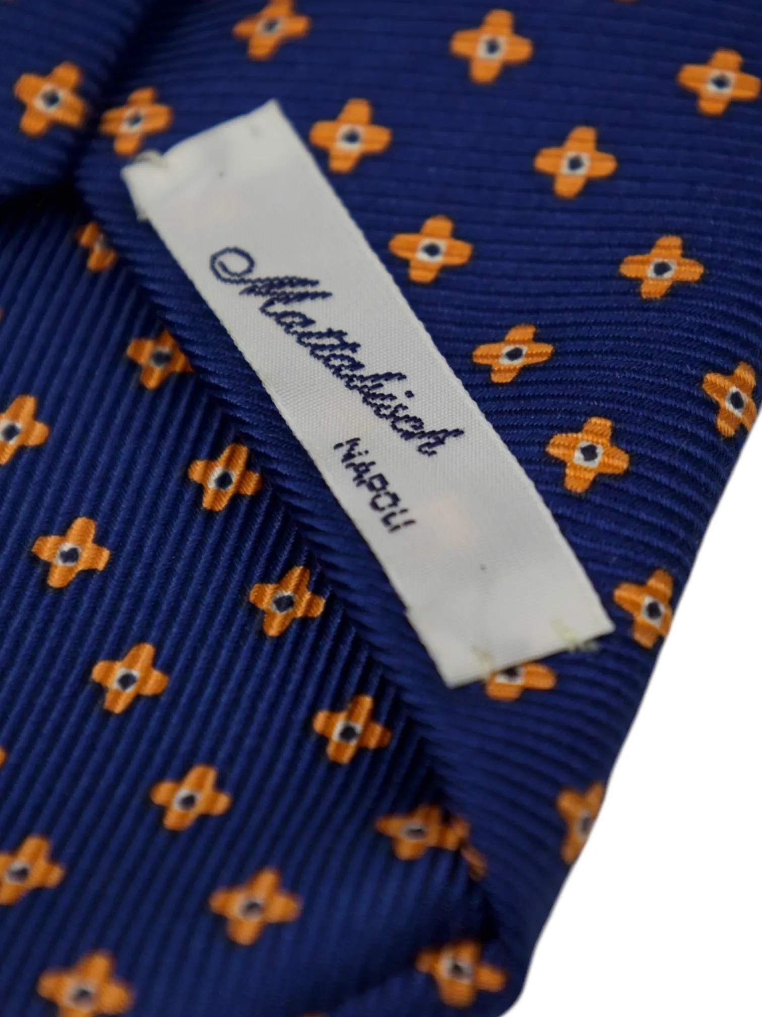 Mattabisch Blue & Orange Geometric Silk Tie