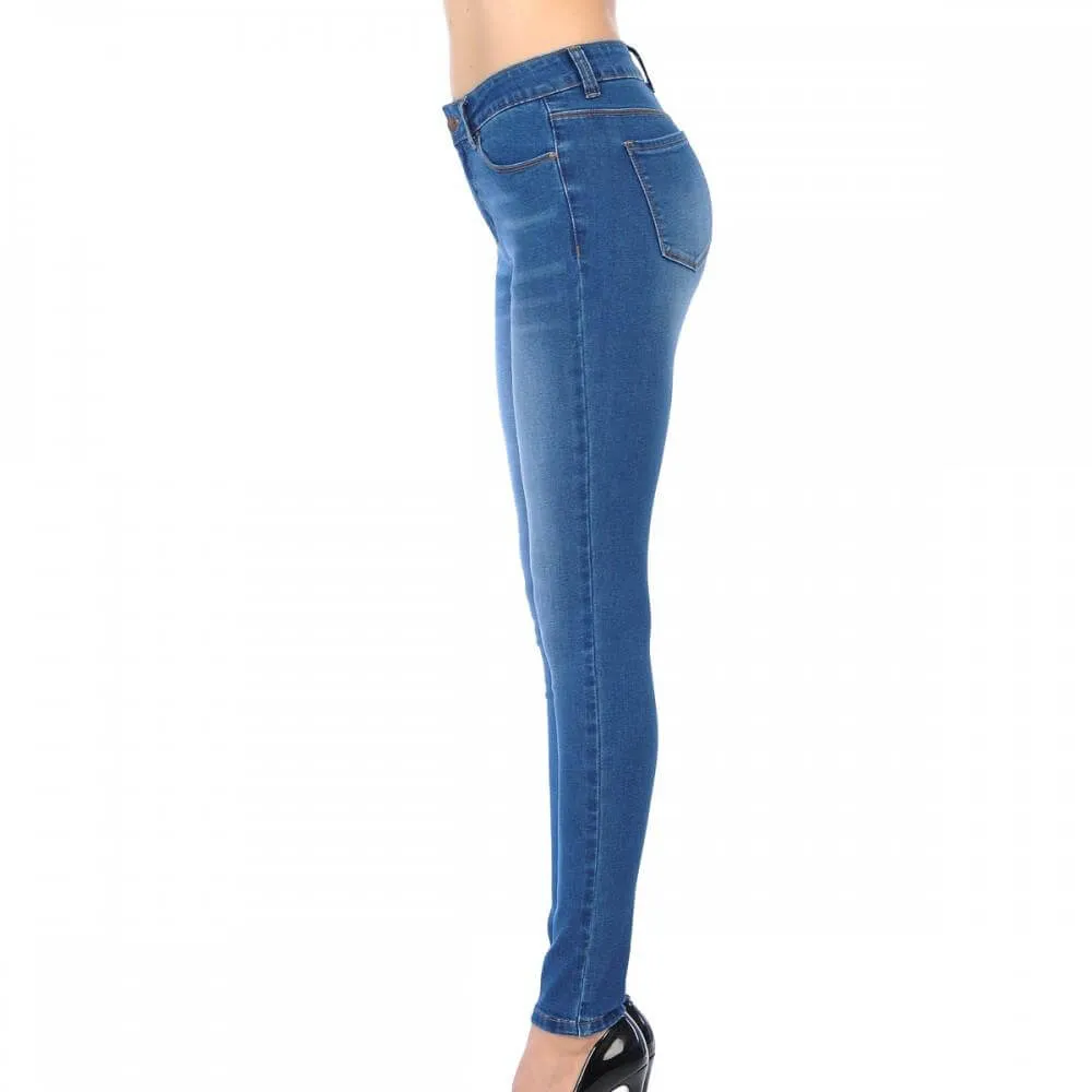 Medium Wash Juniors Stretch Wax Jeans
