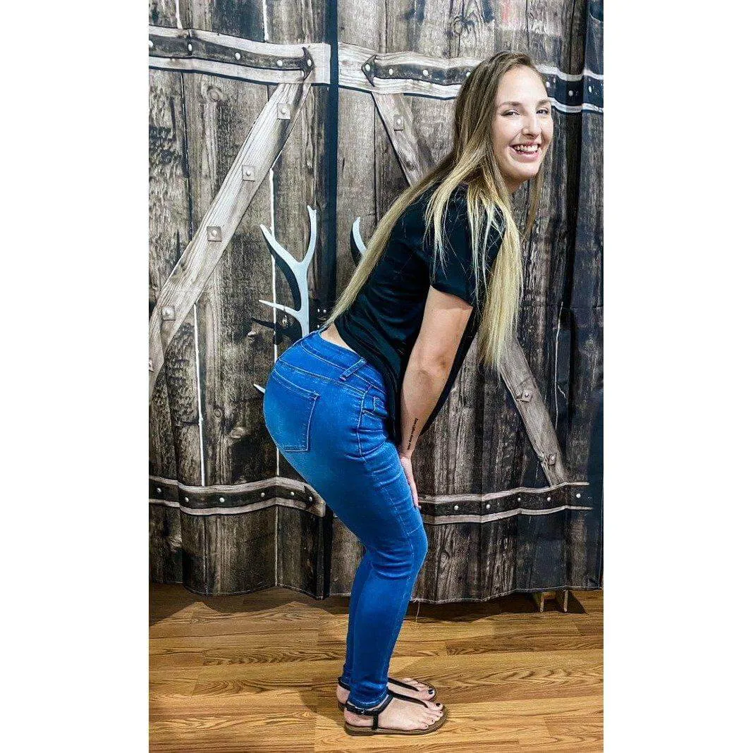 Medium Wash Juniors Stretch Wax Jeans