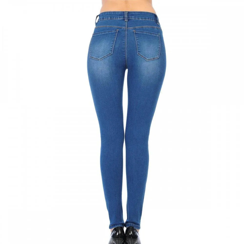 Medium Wash Juniors Stretch Wax Jeans