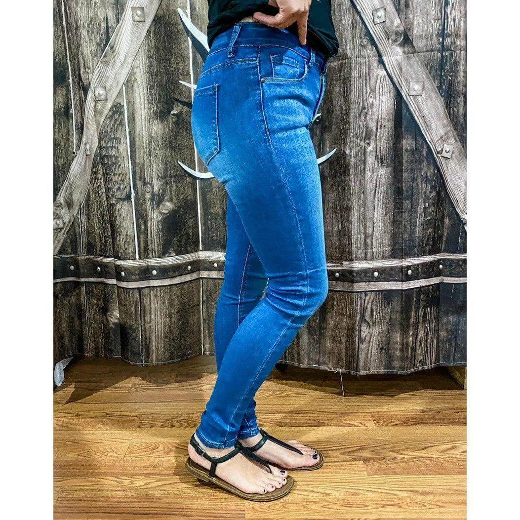 Medium Wash Juniors Stretch Wax Jeans