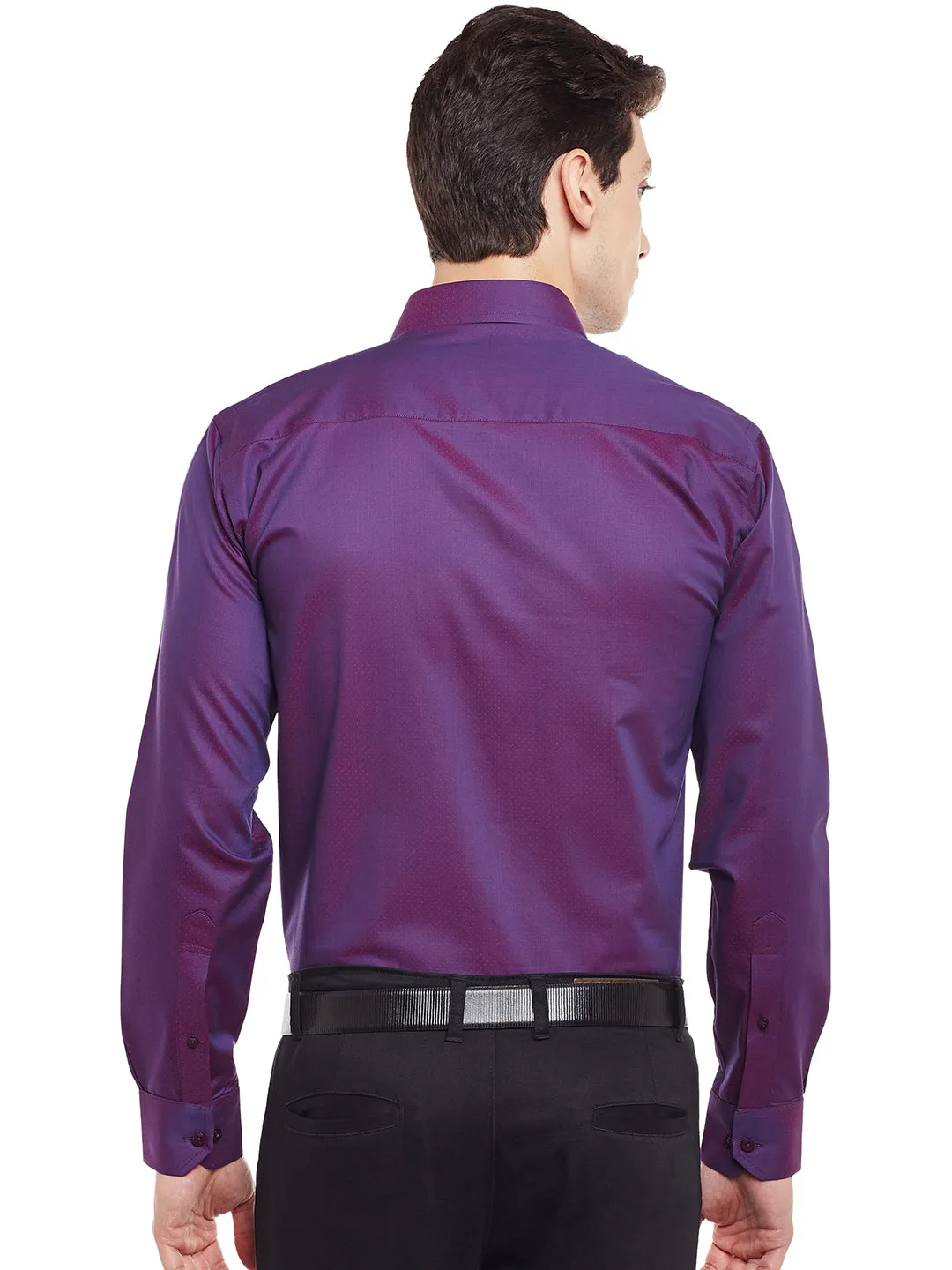 Men Wine Solid Pure Cotton Slim Fit Formal Shirt