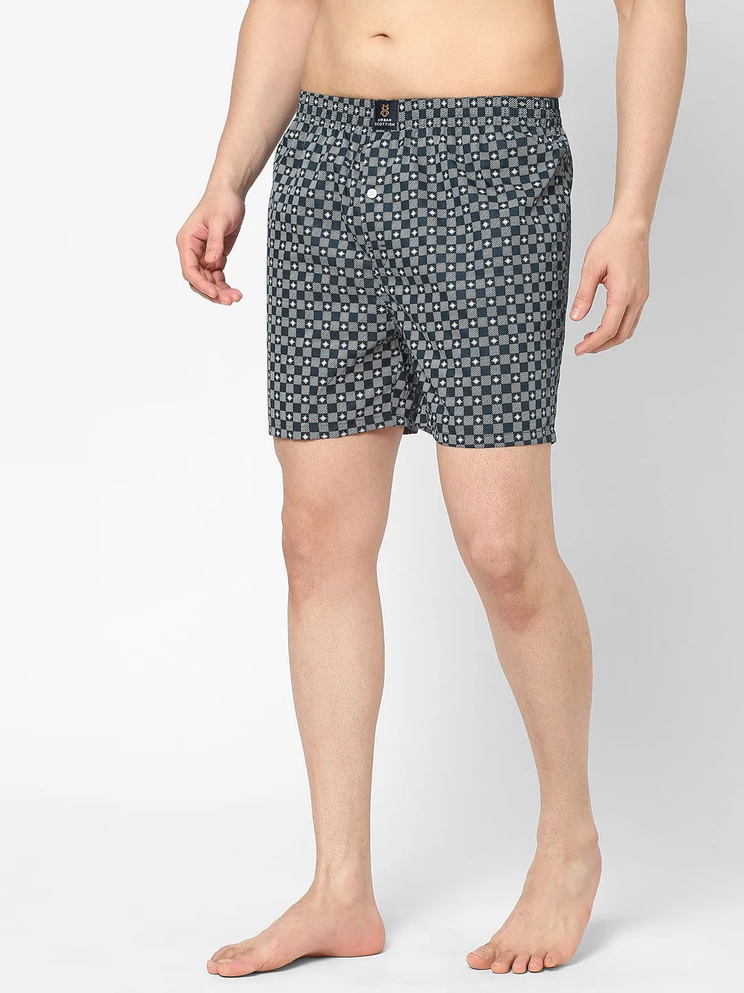 Men's Multicolor, 100% Cotton, Printed, Regular Fit, Inner Elastic, Mid-Rise, Boxers -  Pack Of 2