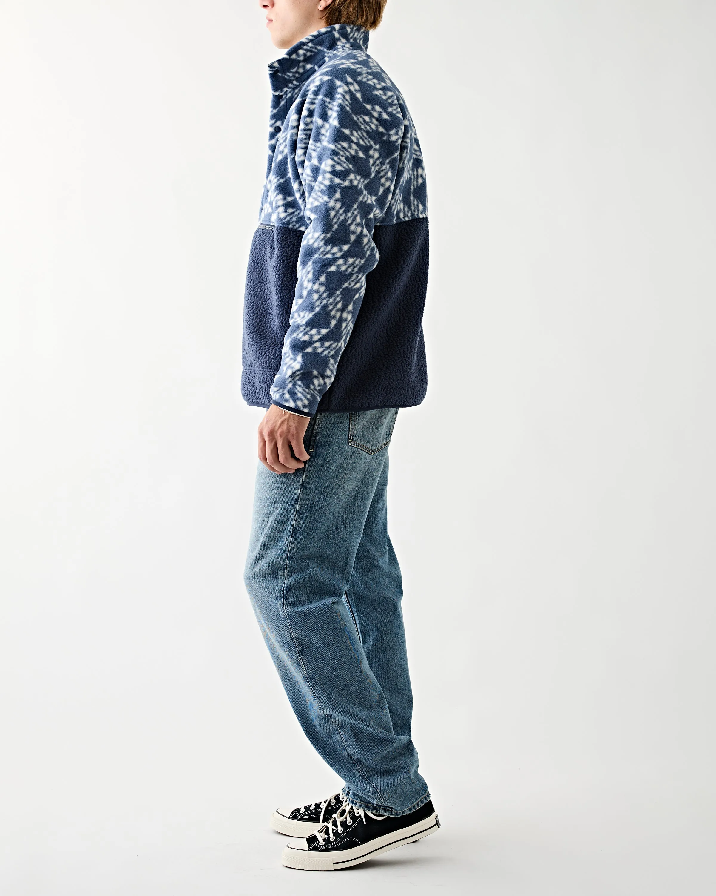 Men's Retro Pile 1/2 Snap P/O New Navy