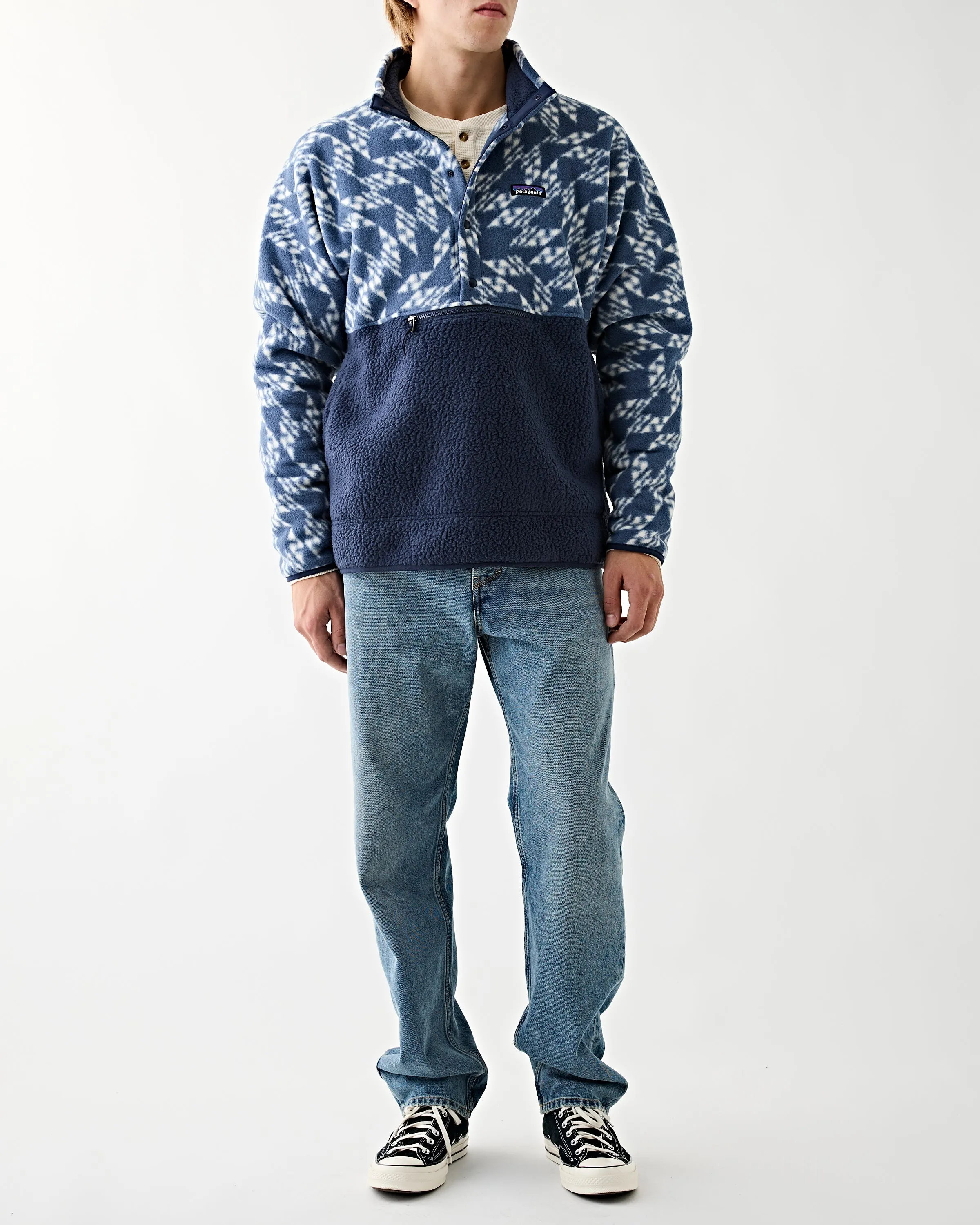 Men's Retro Pile 1/2 Snap P/O New Navy