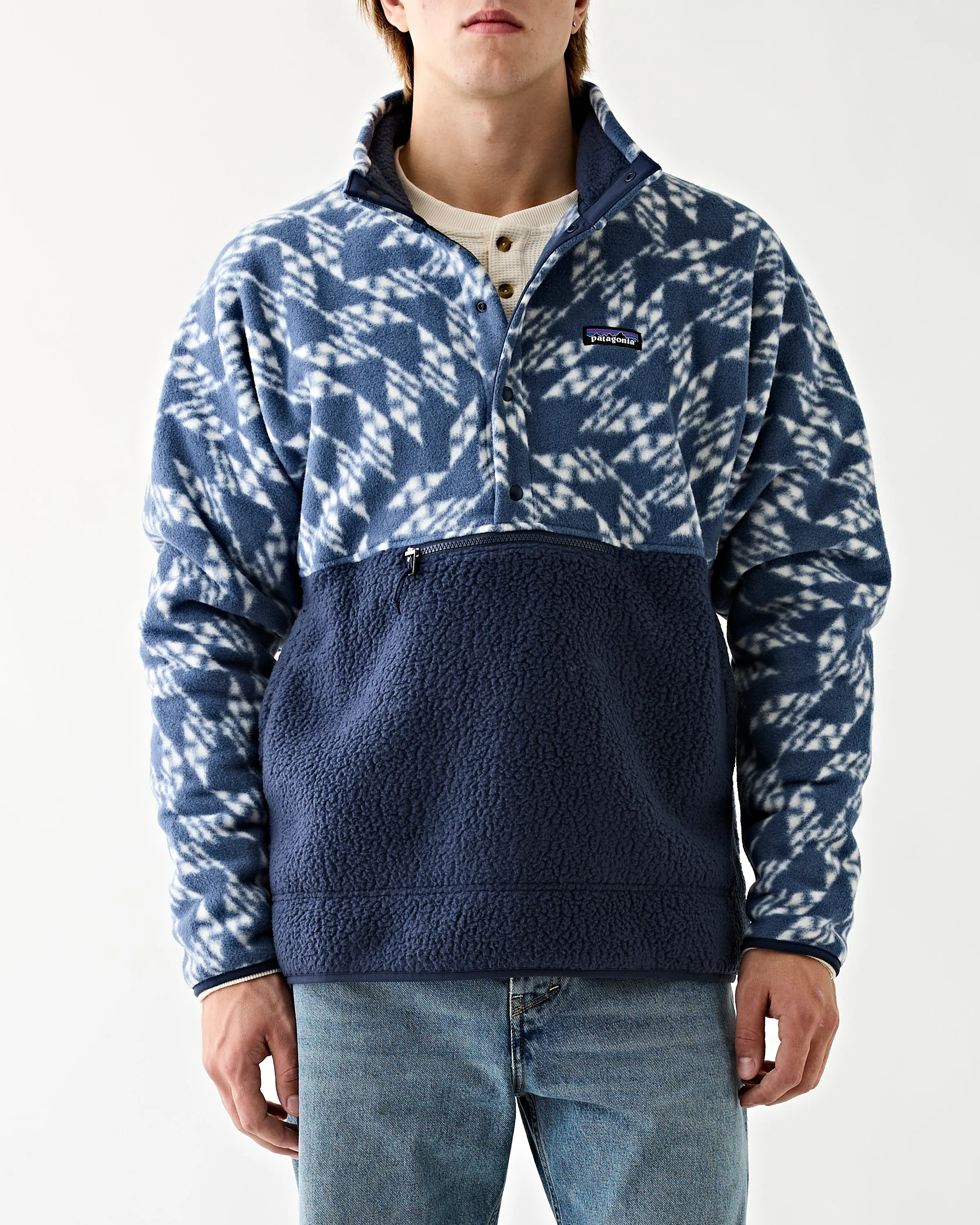 Men's Retro Pile 1/2 Snap P/O New Navy