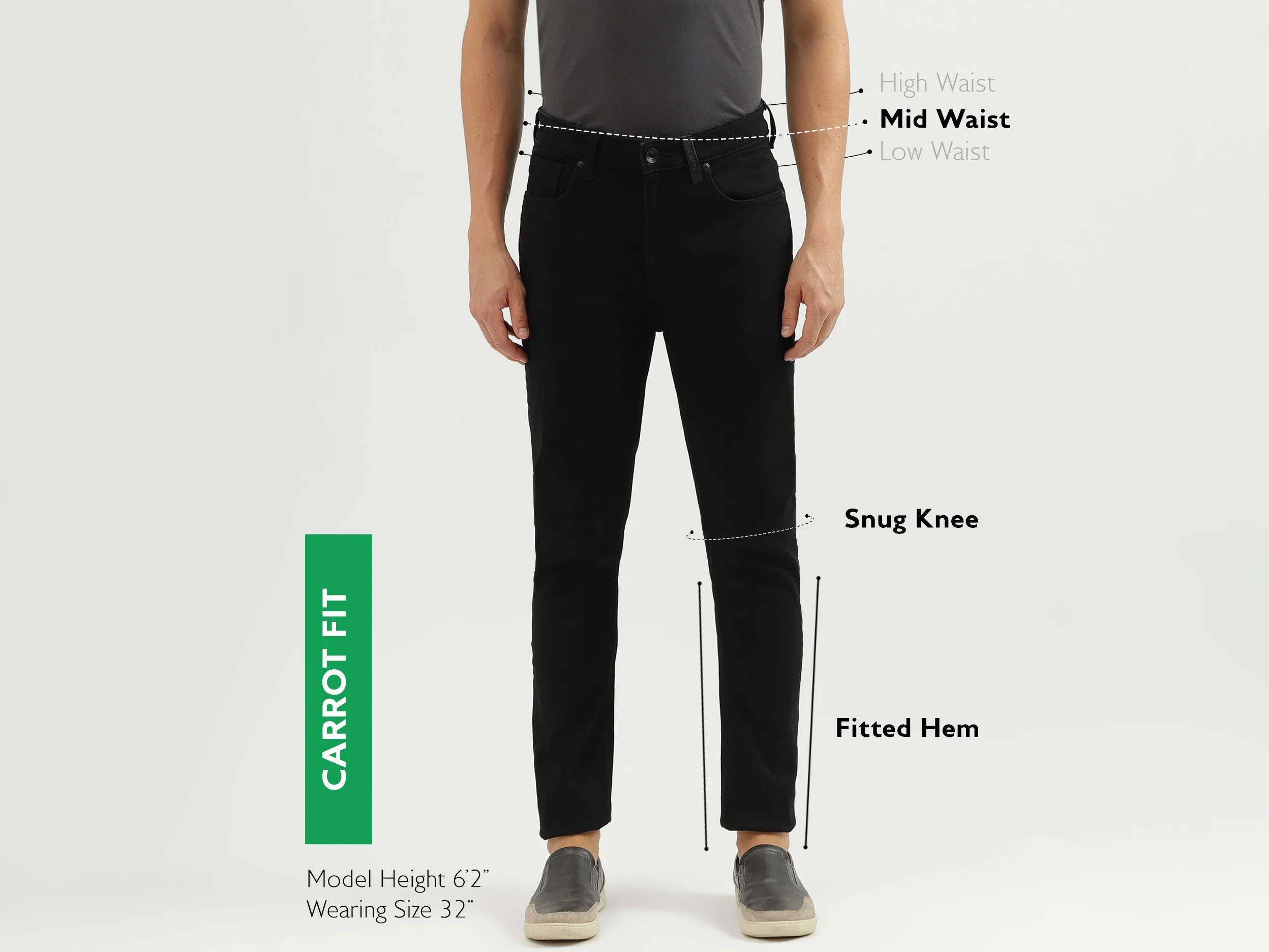 Men's Solid Carrot Fit Jeans