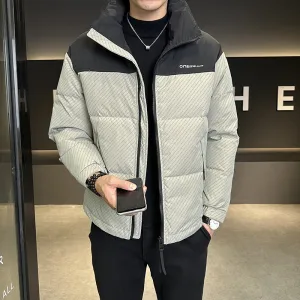 Men's Thickened Down Jacket with Windproof and Stain-Resistant Features