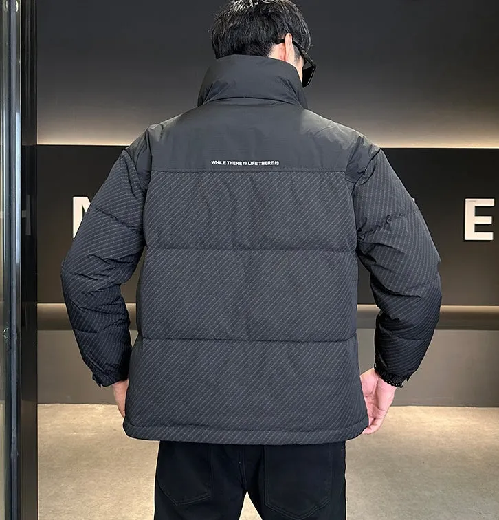 Men's Thickened Down Jacket with Windproof and Stain-Resistant Features