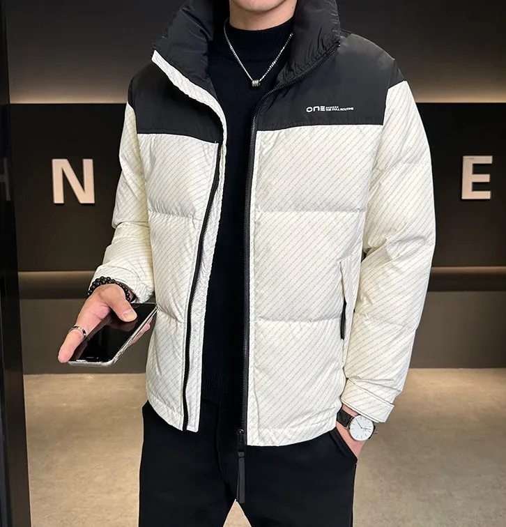 Men's Thickened Down Jacket with Windproof and Stain-Resistant Features