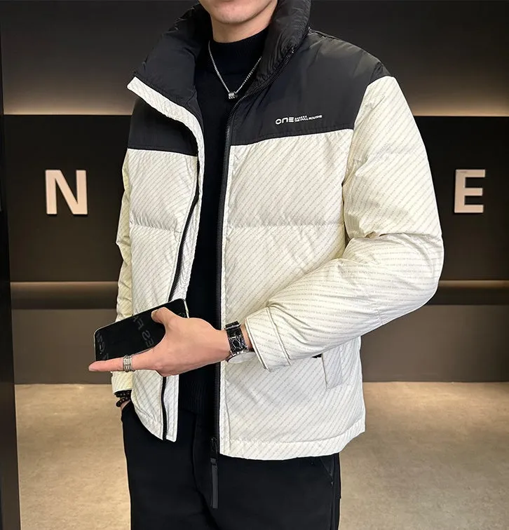 Men's Thickened Down Jacket with Windproof and Stain-Resistant Features