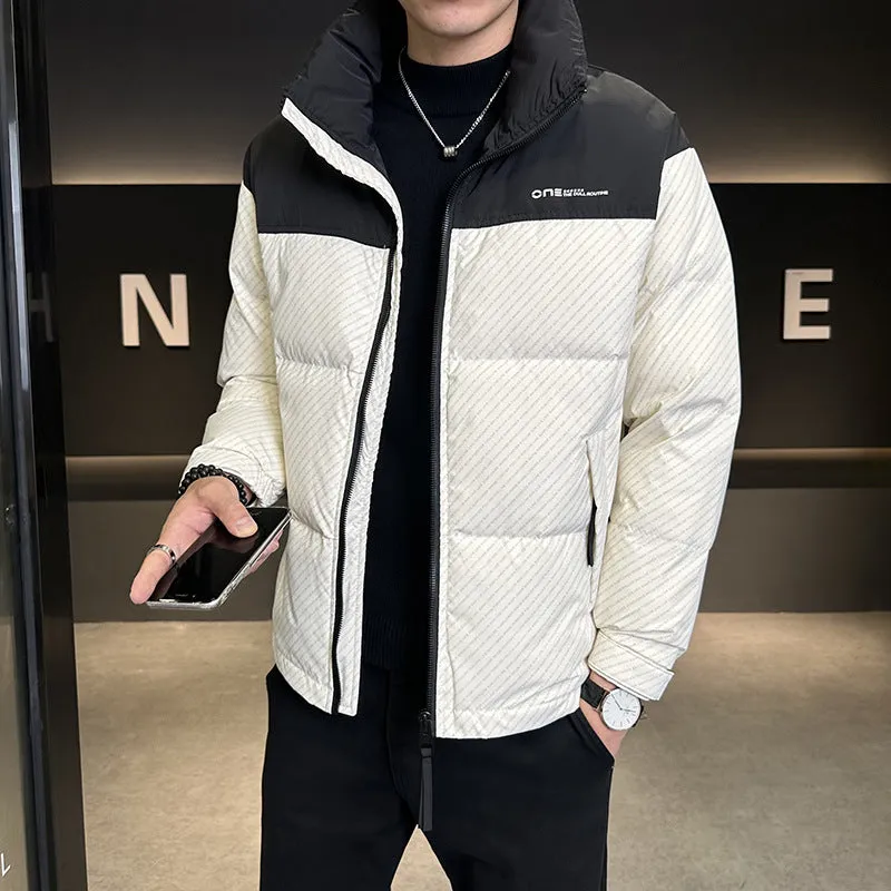 Men's Thickened Down Jacket with Windproof and Stain-Resistant Features