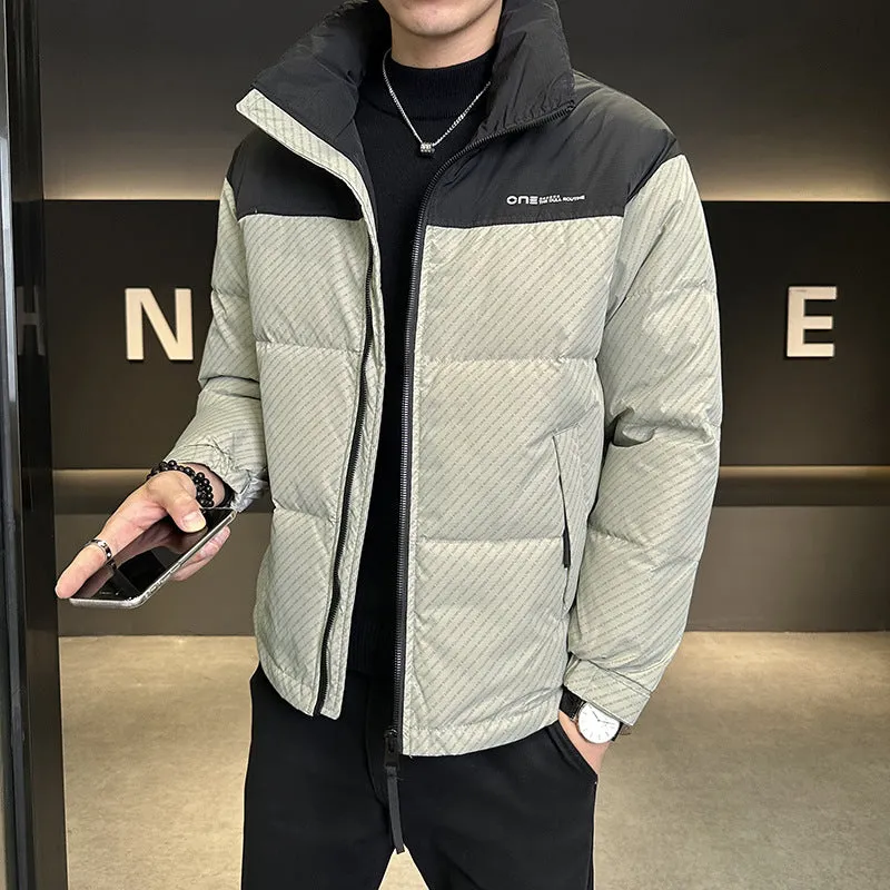 Men's Thickened Down Jacket with Windproof and Stain-Resistant Features