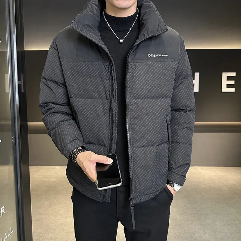 Men's Thickened Down Jacket with Windproof and Stain-Resistant Features