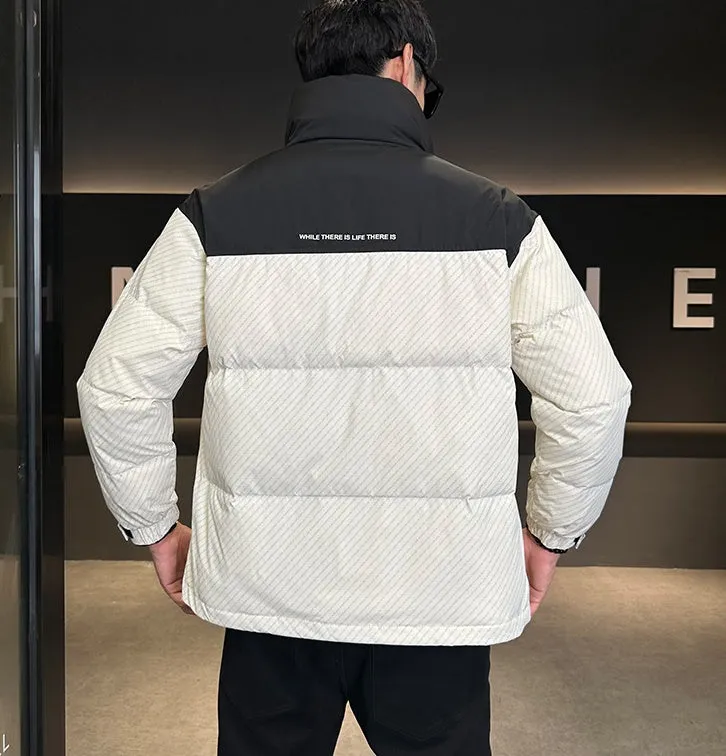 Men's Thickened Down Jacket with Windproof and Stain-Resistant Features