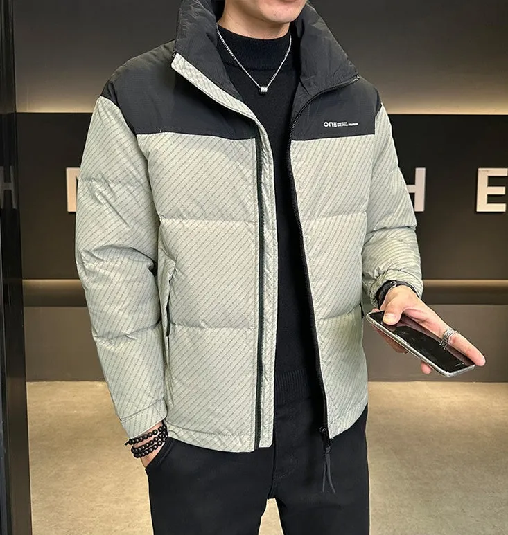 Men's Thickened Down Jacket with Windproof and Stain-Resistant Features