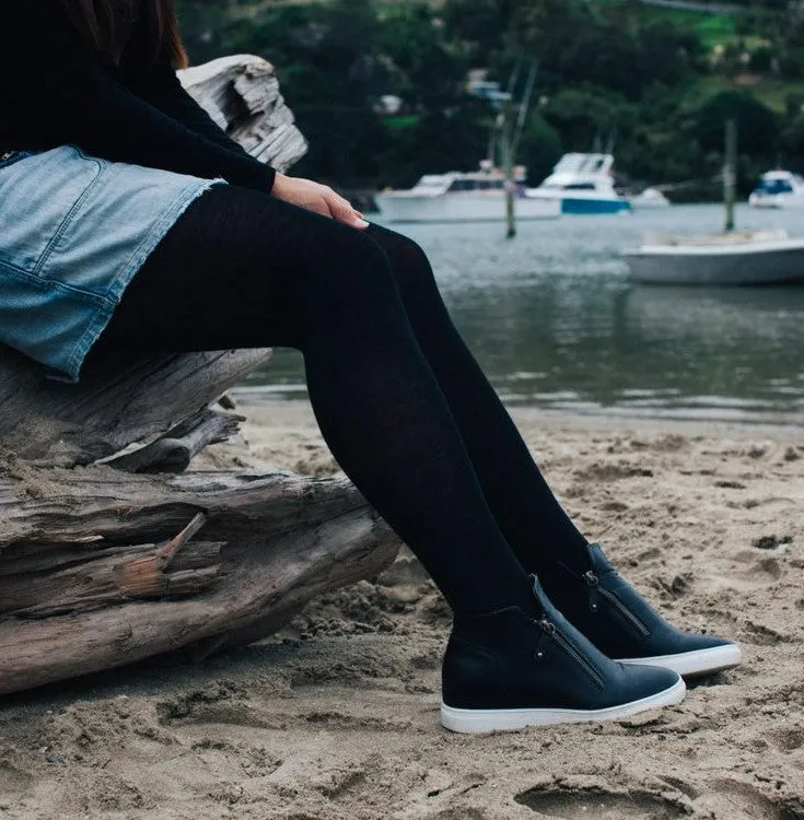 Merino Wool Tights - Black - Curve