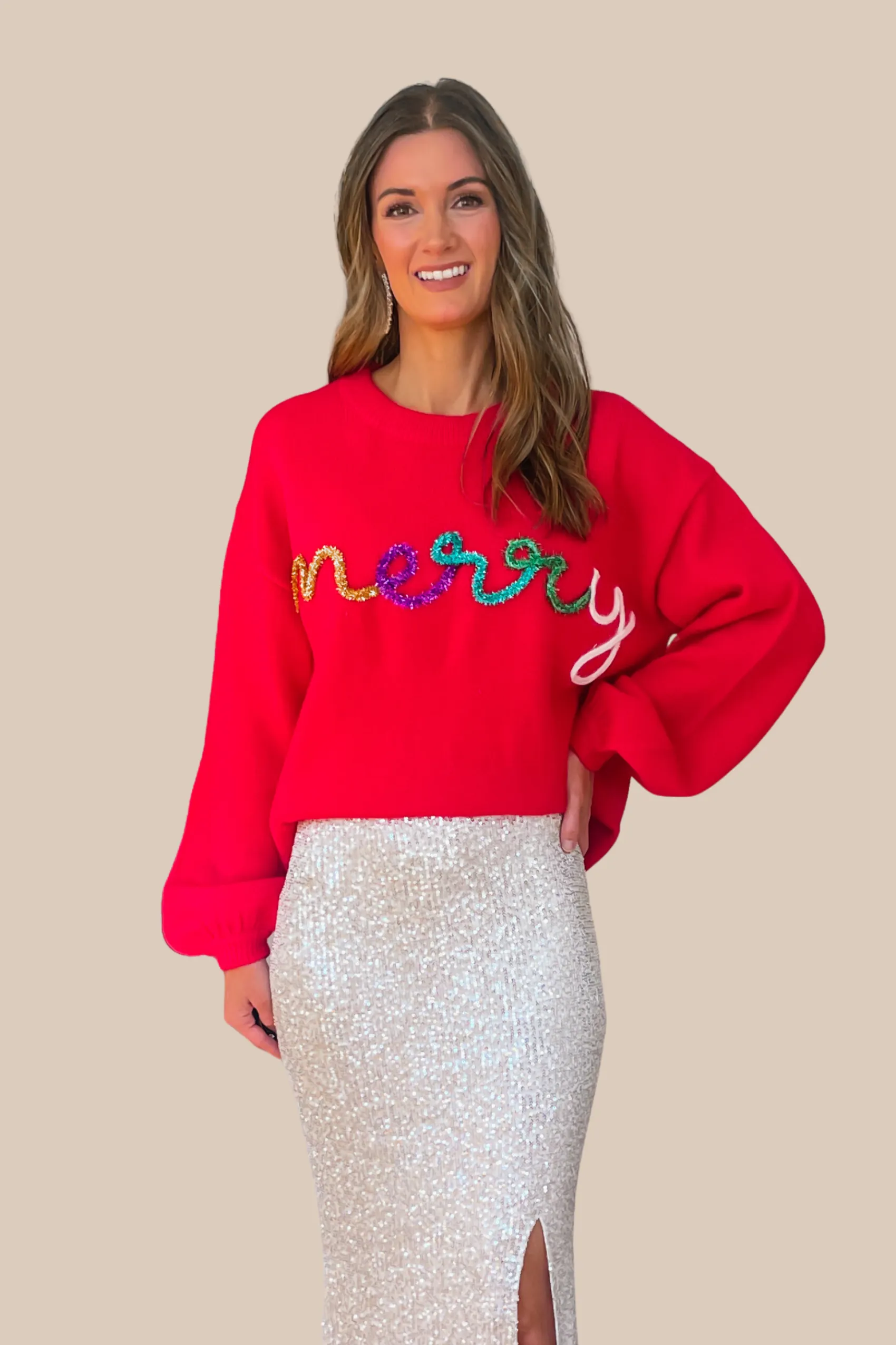 Merry Tinsel Sweater - Red