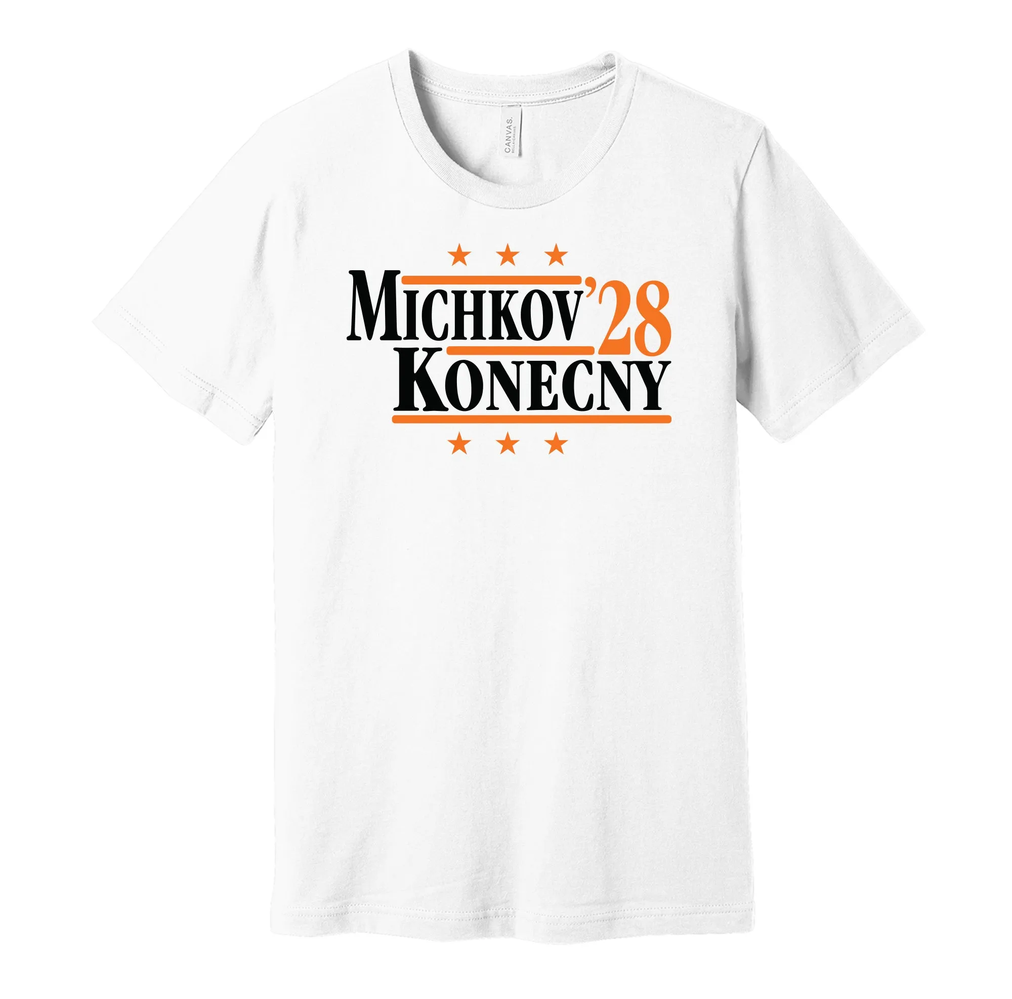 Michkov & Konecny '28 - Philadelphia Hockey Legends Political Campaign Parody T-Shirt - Hyper Than Hype Shirts