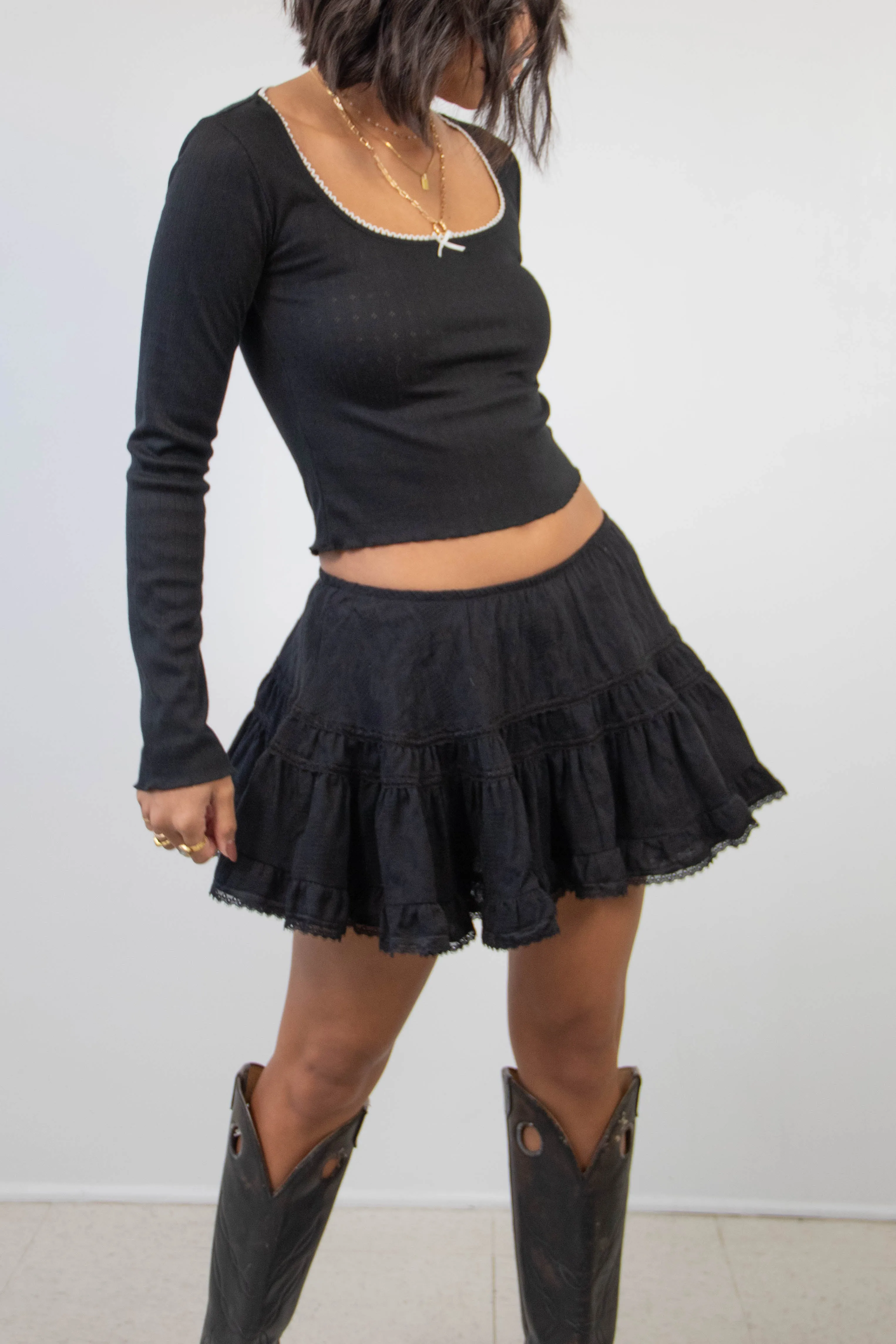 Mini Lacey Flounce Skirt