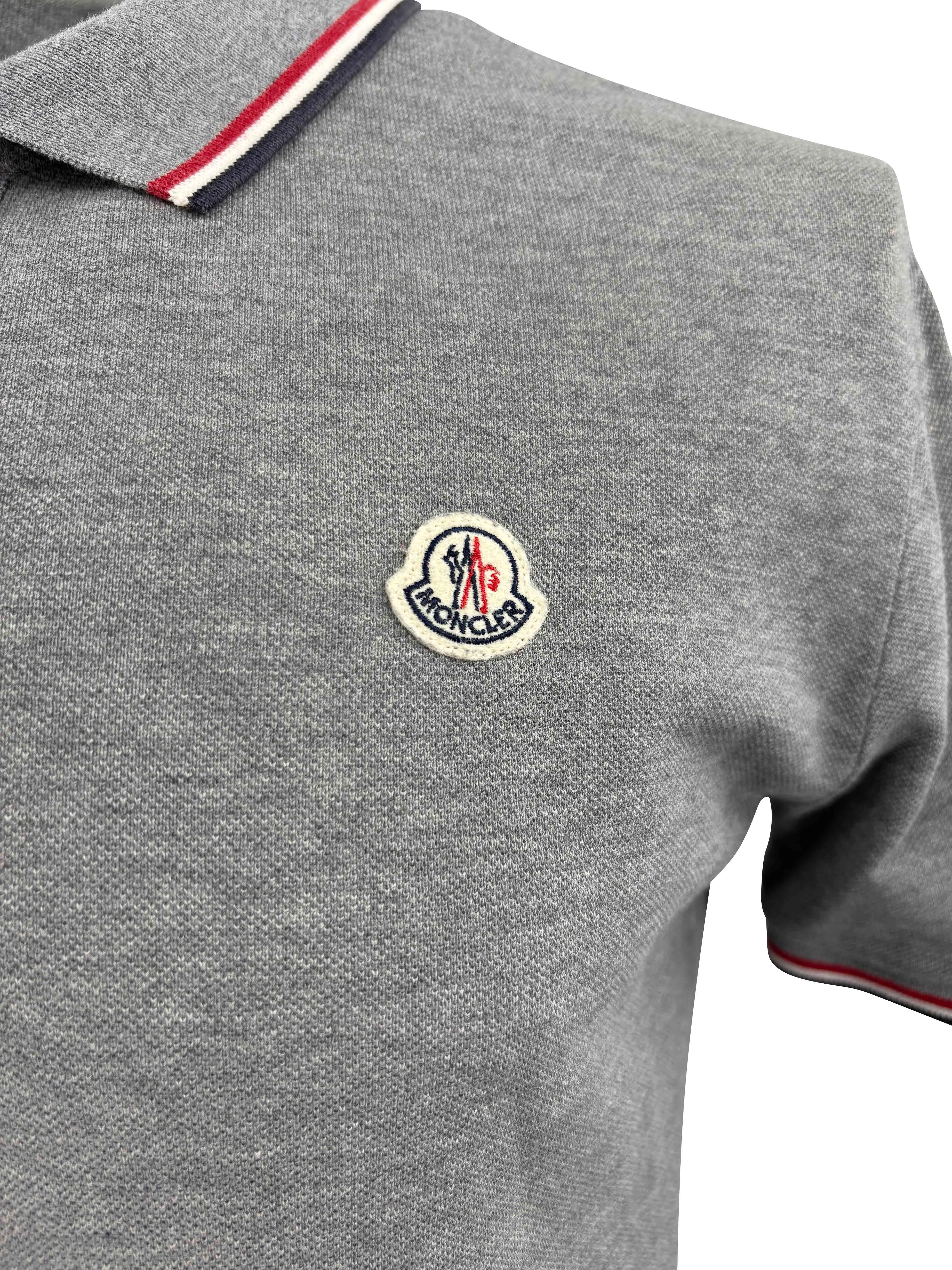 Moncler Logo Patch Polo - Grey