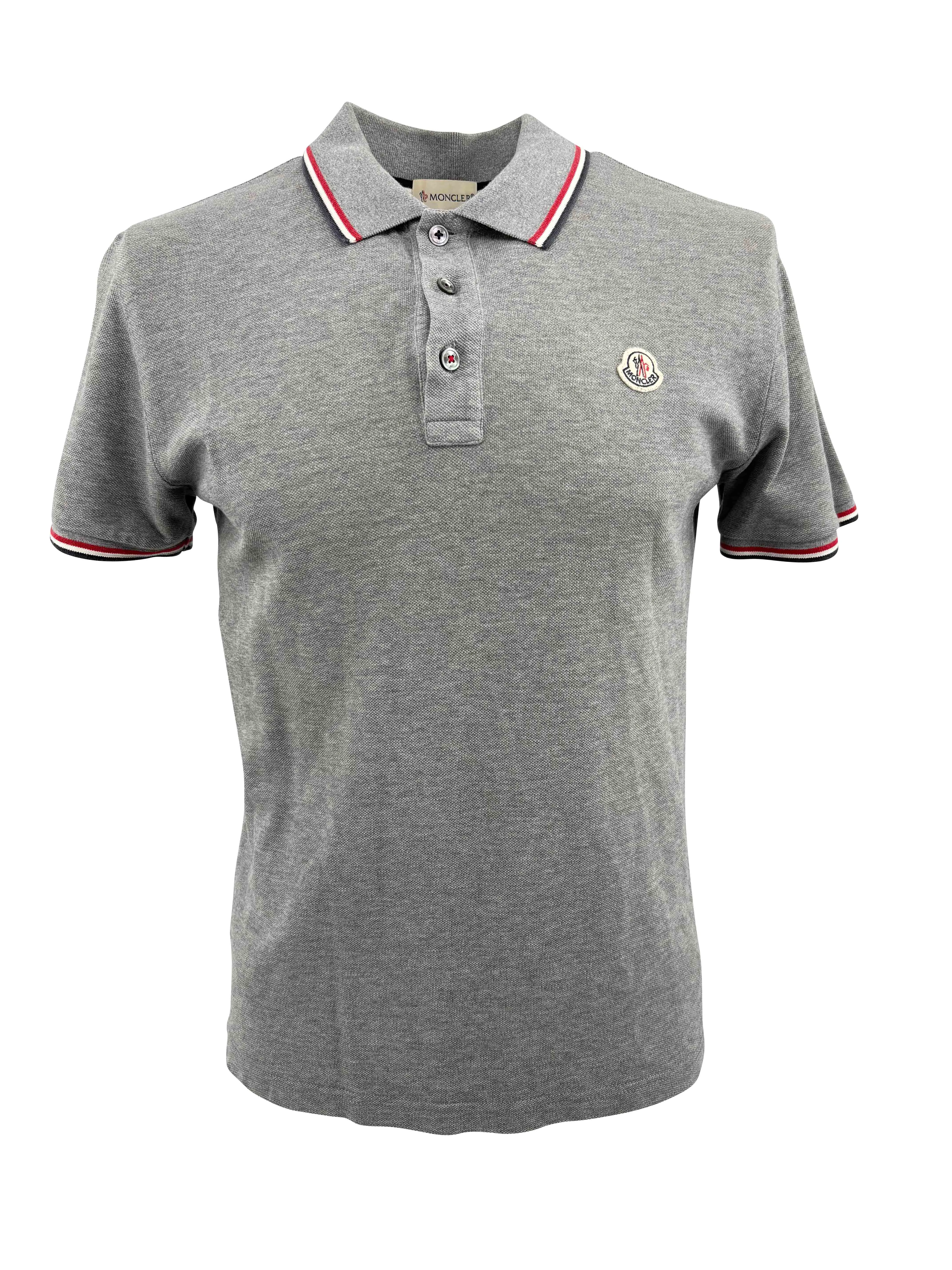 Moncler Logo Patch Polo - Grey