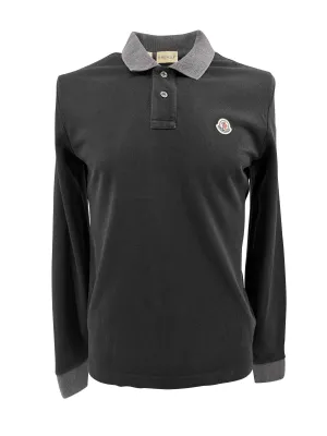 Moncler Maglia Manica Lunga Long Sleeved Polo Shirt - Black