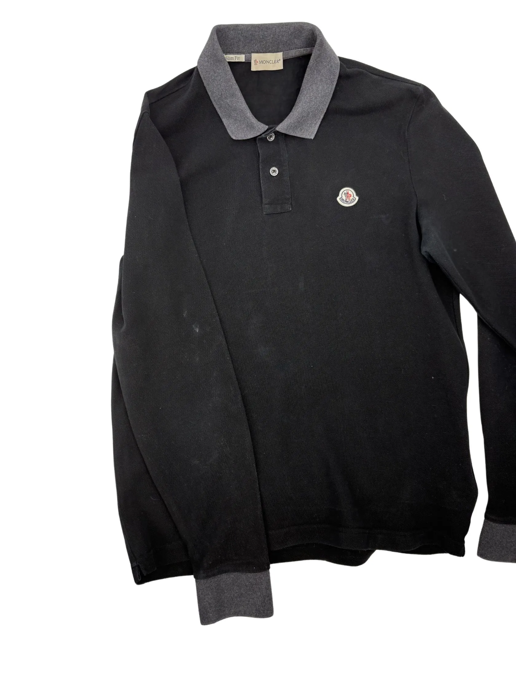 Moncler Maglia Manica Lunga Long Sleeved Polo Shirt - Black