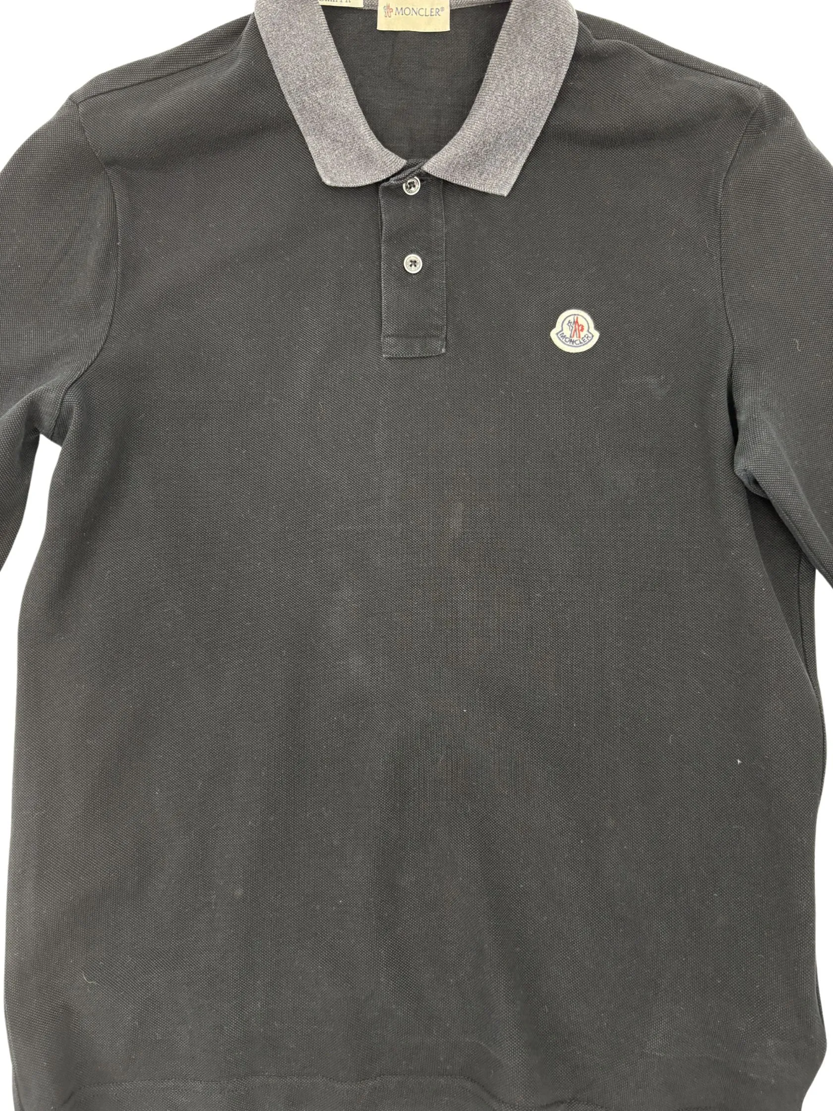 Moncler Maglia Manica Lunga Long Sleeved Polo Shirt - Black