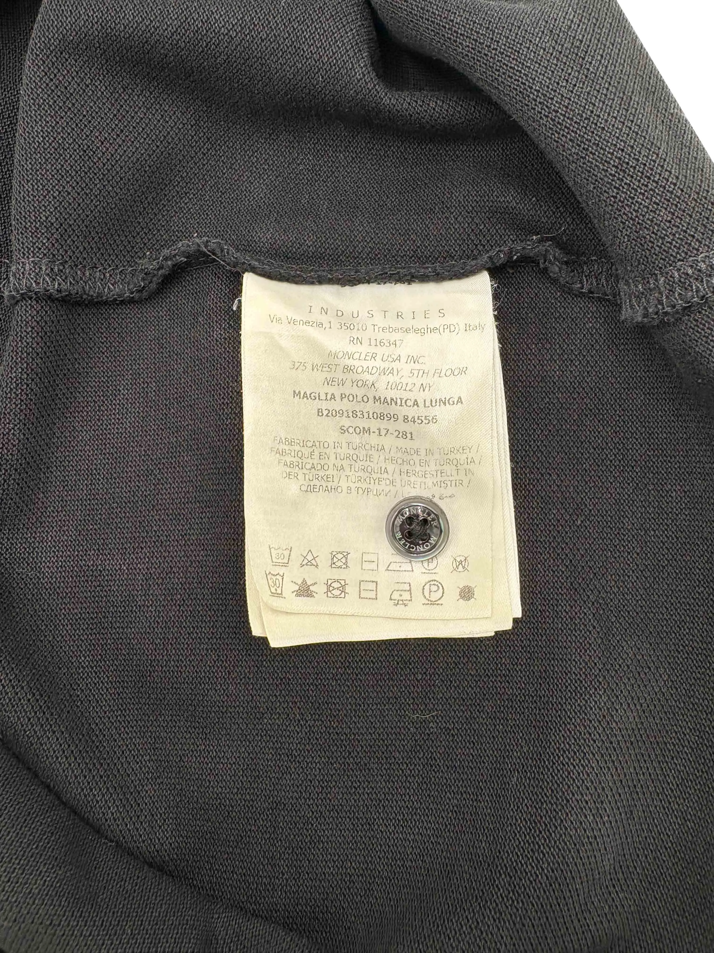 Moncler Maglia Manica Lunga Long Sleeved Polo Shirt - Black