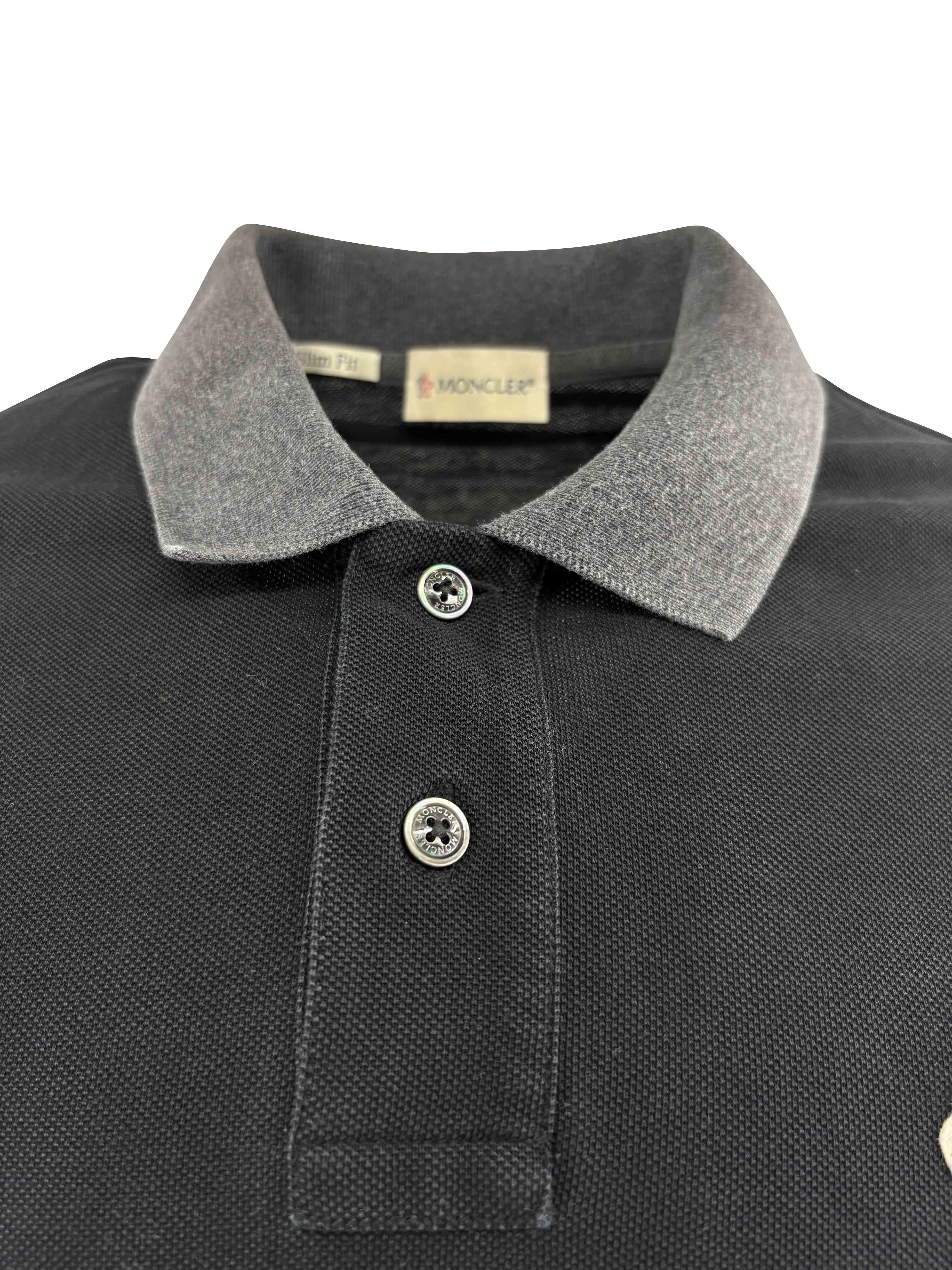 Moncler Maglia Manica Lunga Long Sleeved Polo Shirt - Black