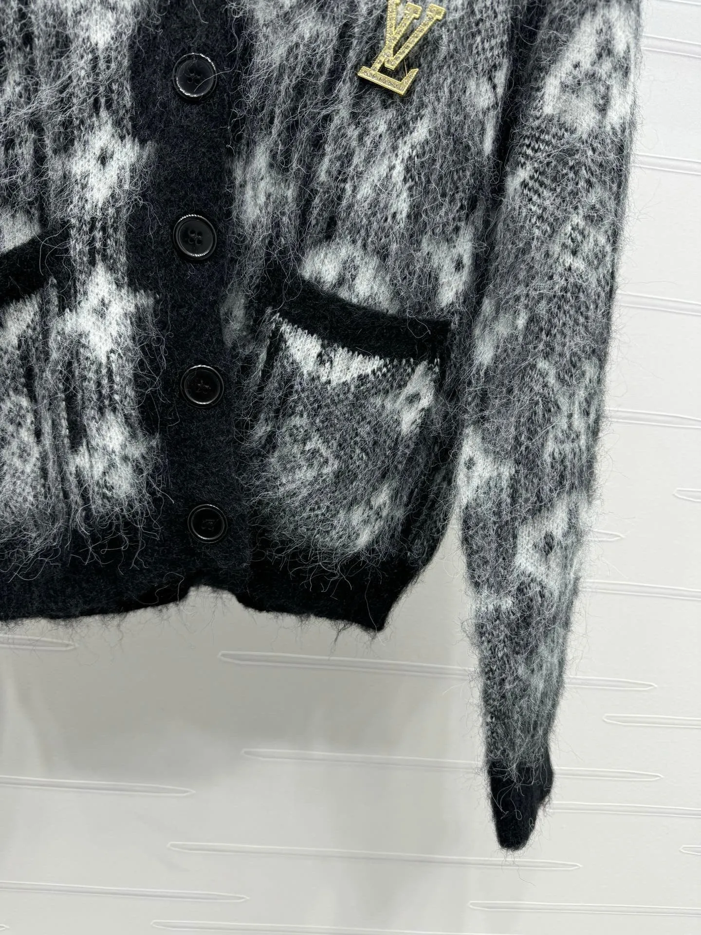 Monogram Fuzzy Knit Cardigan