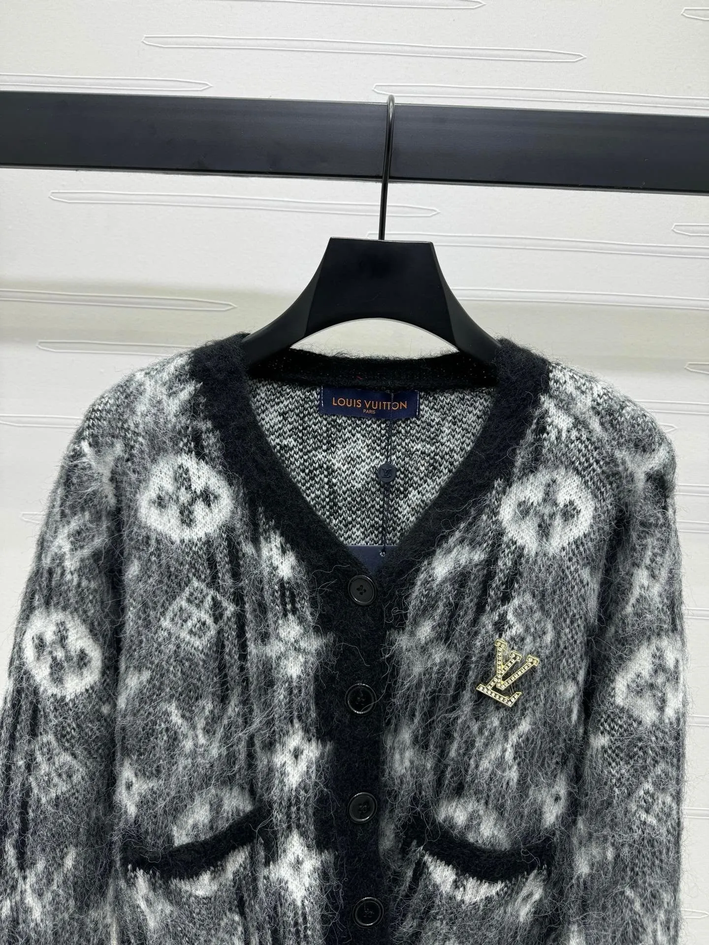 Monogram Fuzzy Knit Cardigan