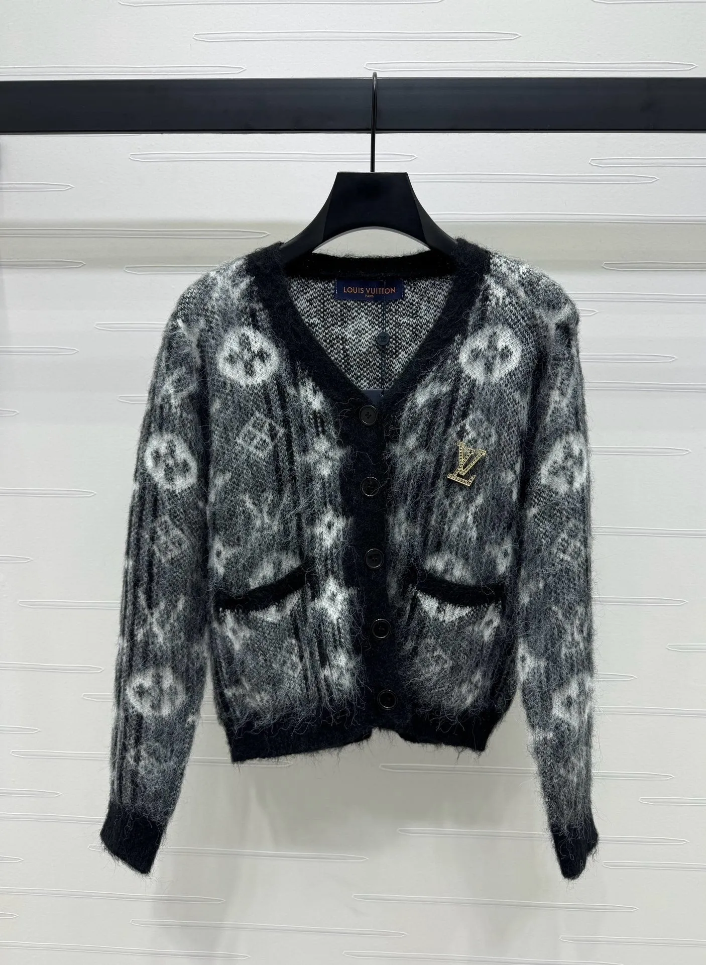 Monogram Fuzzy Knit Cardigan