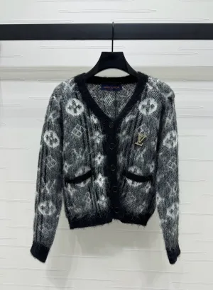 Monogram Fuzzy Knit Cardigan
