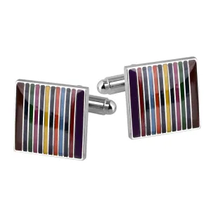Multicolor Square Cufflinks – Handcrafted Drip Stripes for Men Women