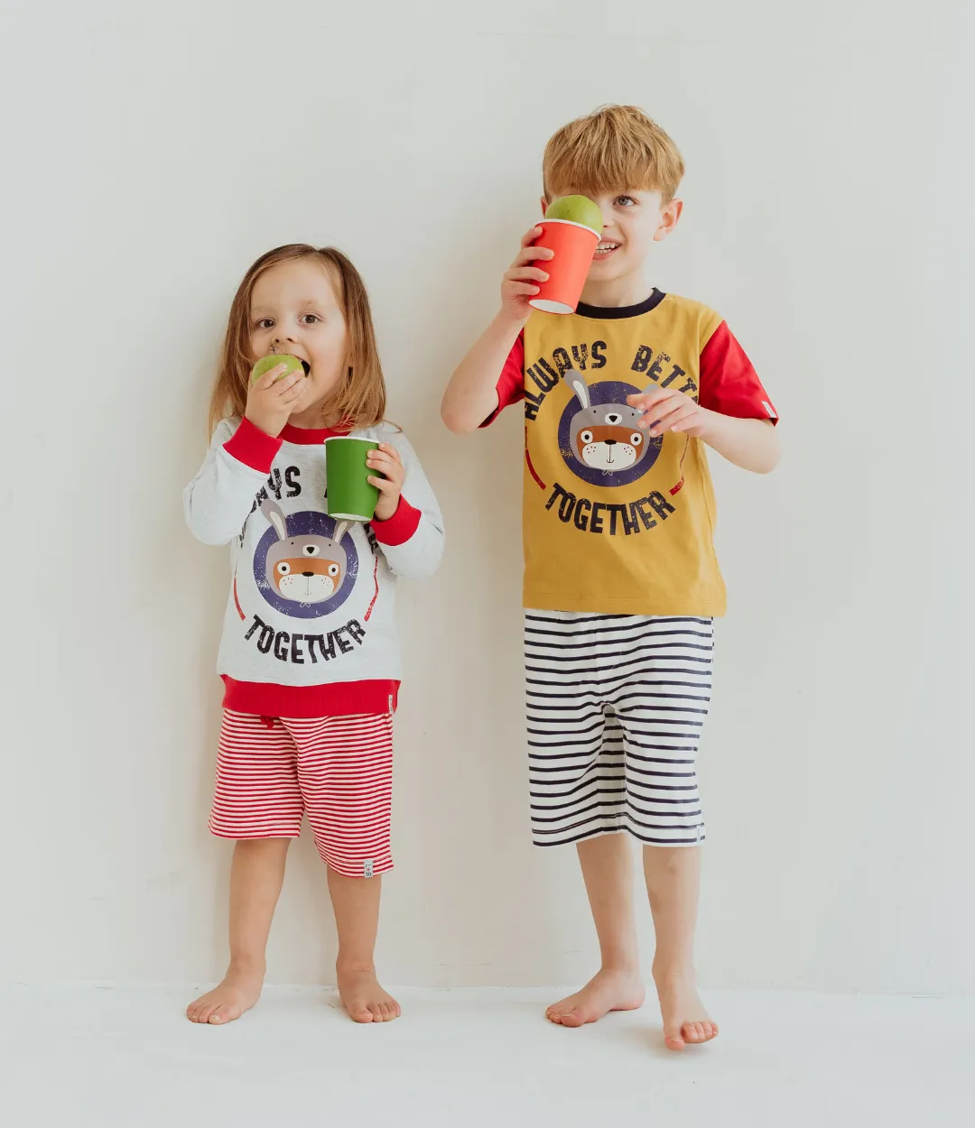 Multicoloured Happy Ice Cream And Stripe Print Short - 2 Pack