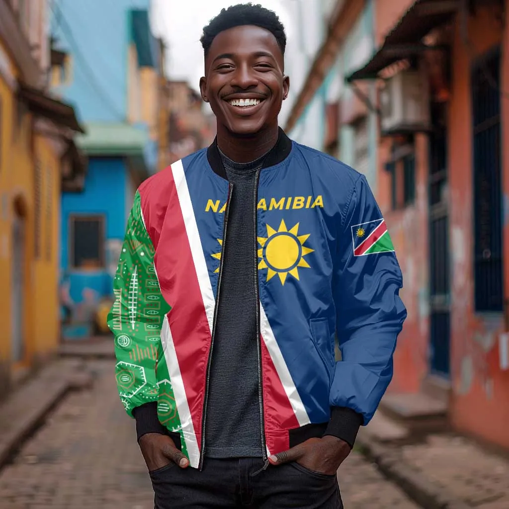 Namibia Gemsbok Bomber Jacket Flag Design with African Patterns TS04