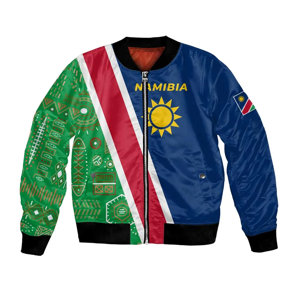 Namibia Gemsbok Bomber Jacket Flag Design with African Patterns TS04