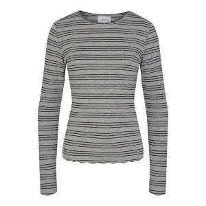 Natalia Round Neck Bluse - Grå Guld Lurex