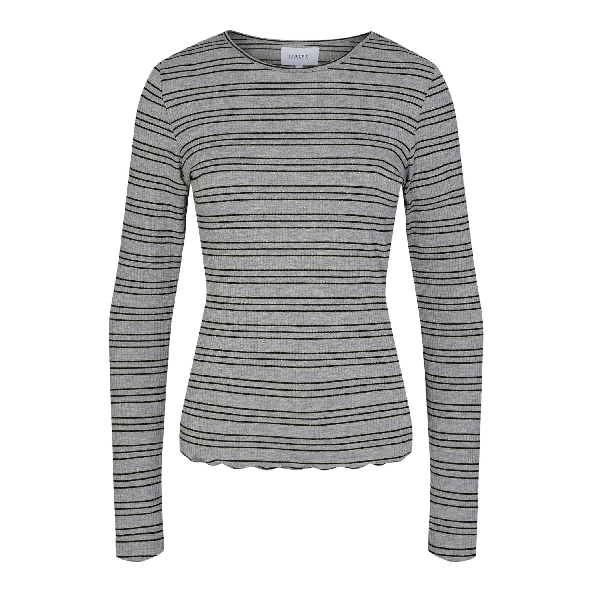Natalia Round Neck Bluse - Grå Guld Lurex