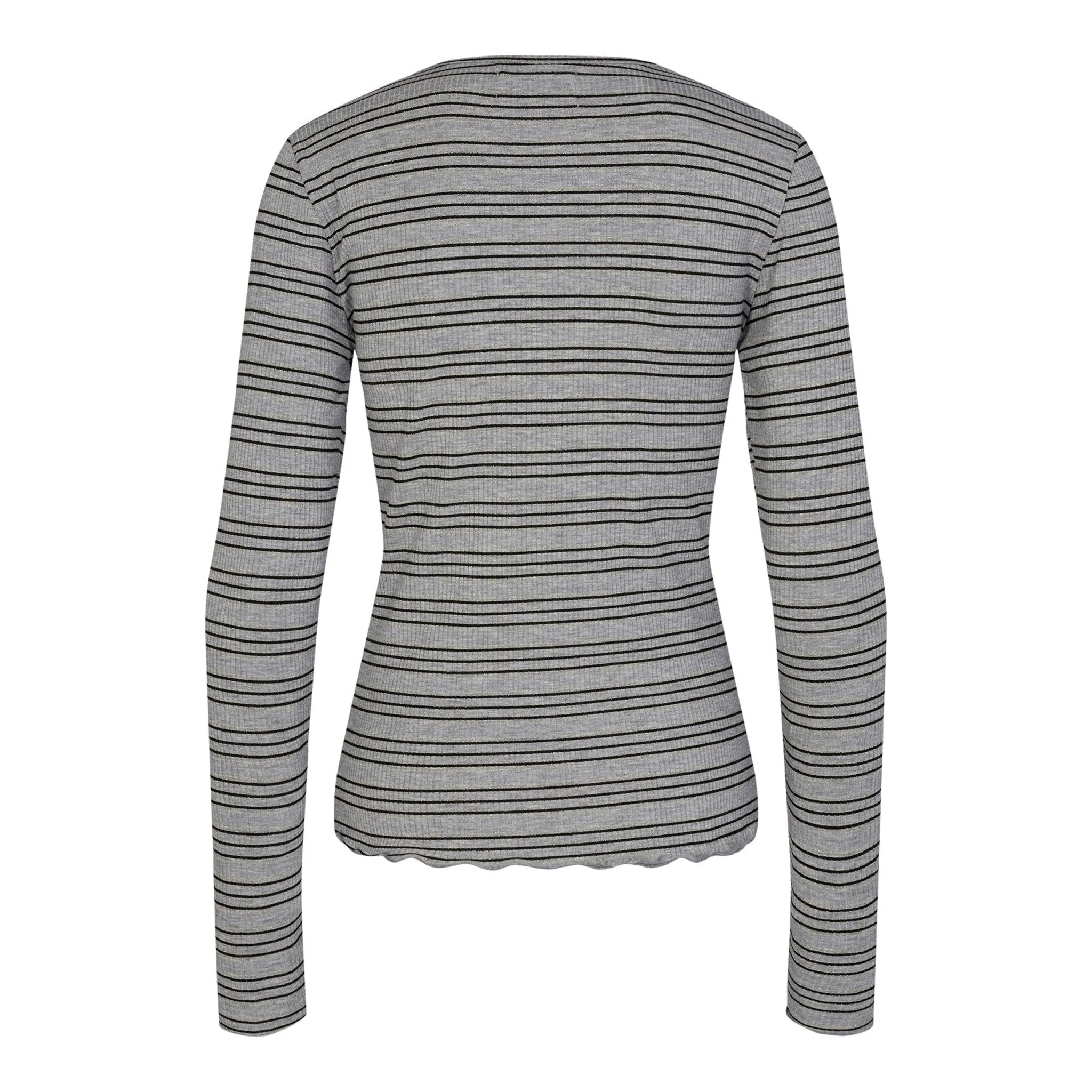 Natalia Round Neck Bluse - Grå Guld Lurex
