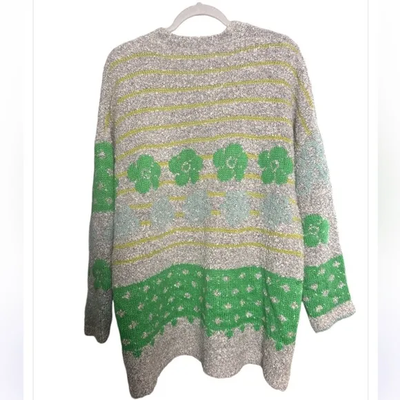 NATURAL LIFE Calla Jacquard Oversized Chunky Knit Cardigan Sweater