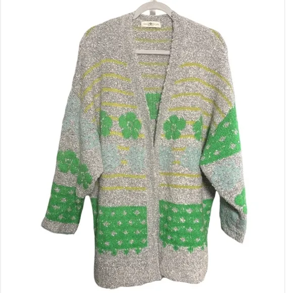 NATURAL LIFE Calla Jacquard Oversized Chunky Knit Cardigan Sweater