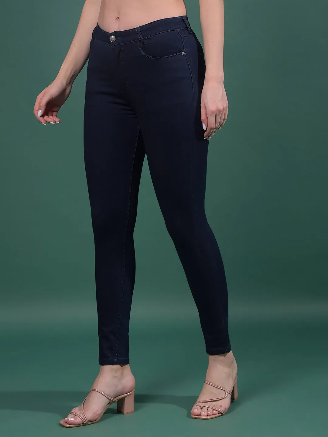 Navy Blue Skinny High-Waist Jeans
