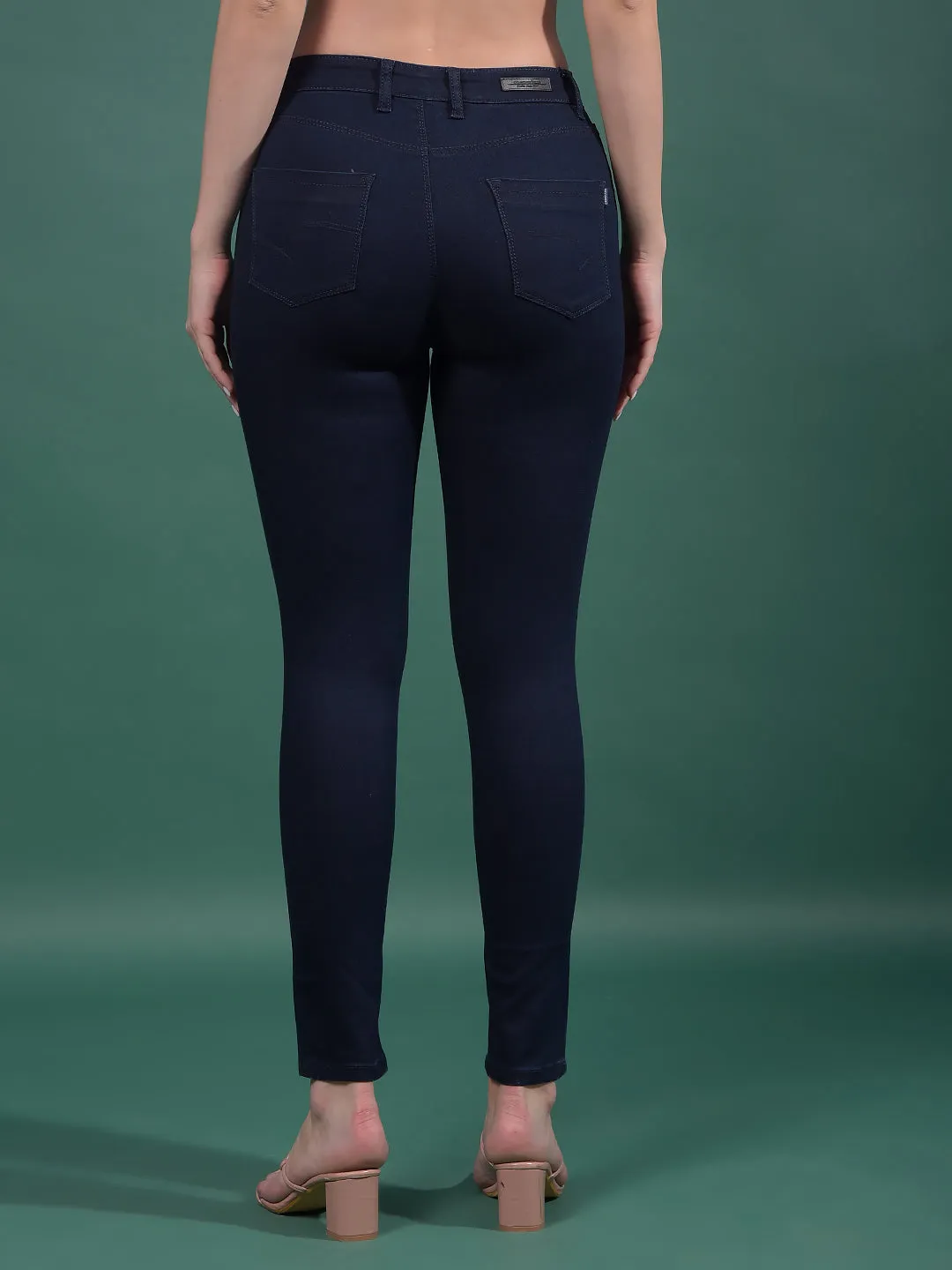 Navy Blue Skinny High-Waist Jeans