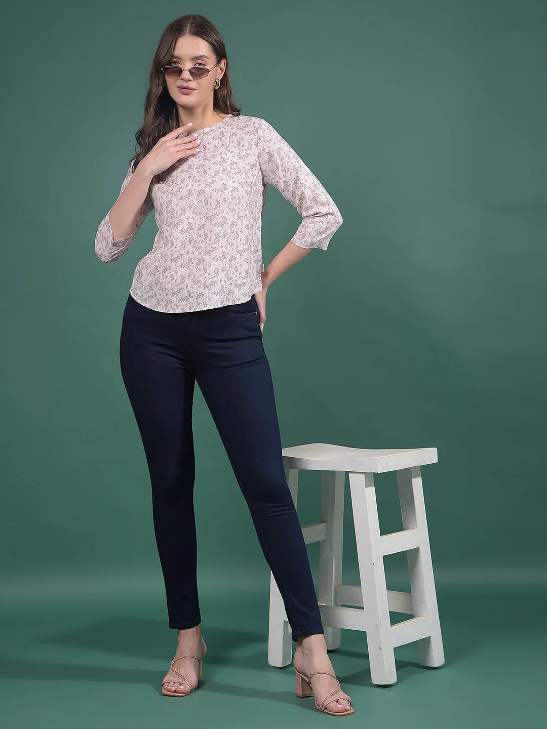 Navy Blue Skinny High-Waist Jeans